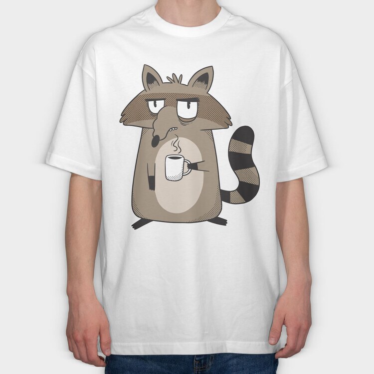 Grumpy Raccoon Coffee, Tricou Oversize Barbati (Unisex)
