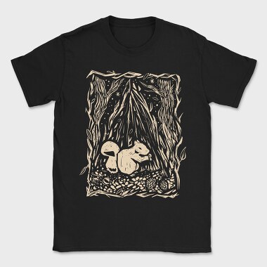 Squirrel Animal In Forest Lino Art, Tricou Barbati (Unisex)