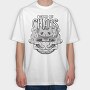 Halloween Cat Chaos Quote, Tricou Oversize Barbati (Unisex)