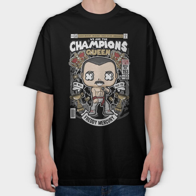 Queen Rock Pop, Tricou Oversize Barbati (Unisex)