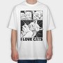 Cat Bite Comic, Tricou Oversize Barbati (Unisex)