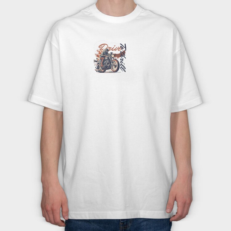 MotorcycleArt RetroStyle, Tricou Oversize Barbati (Unisex)