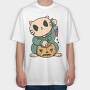 Halloween Cat Lucky, Tricou Oversize Barbati (Unisex)