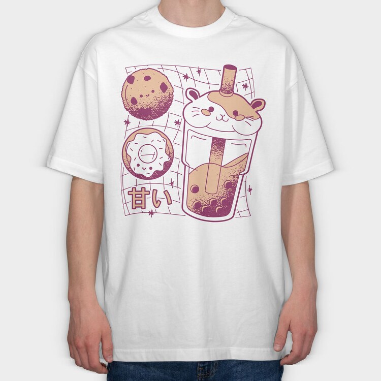 Guinea Pig Boba Tea Love, Tricou Oversize Barbati (Unisex)
