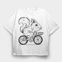 Squirrel On A Bike, Tricou Oversize Barbati (Unisex)