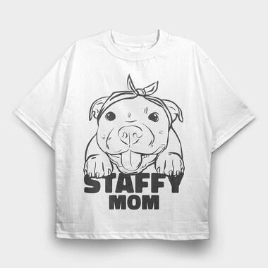 Staffordshire Bull Terrier Cute Staffy Mom, Tricou Oversize Barbati (Unisex)