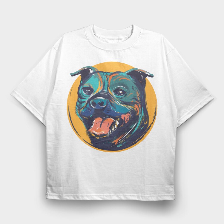 Staffordshire Bull Terrier, Tricou Oversize Barbati (Unisex)