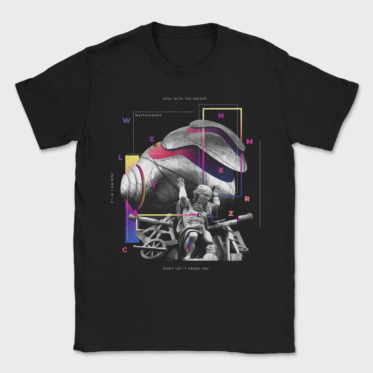 Statue Carrying Weight Creative Weltschmerz, Tricou Barbati (Unisex)