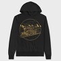Steam Train Hand Drawn Locomotiv, Hanorac Oversize Barbati (Unisex)