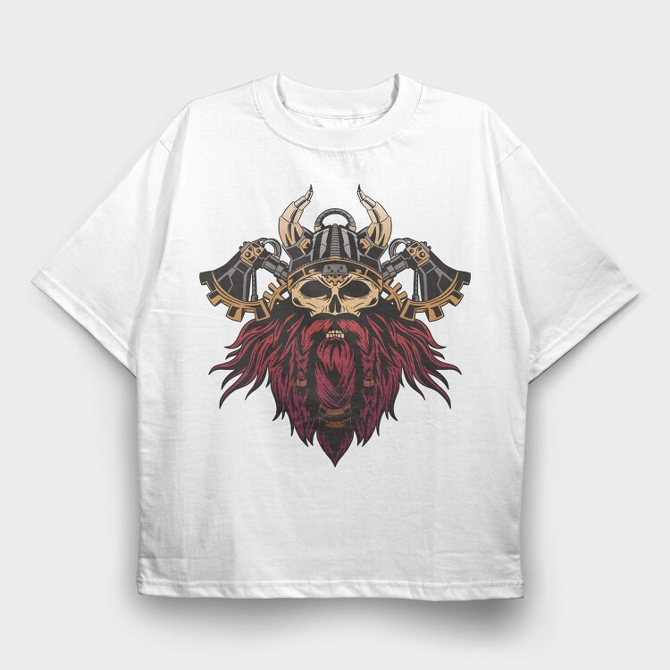 Steampunk Viking Skull, Tricou Oversize Barbati (Unisex)