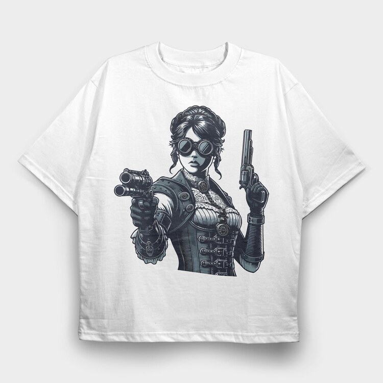 Steampunk Woman, Tricou Oversize Barbati (Unisex)