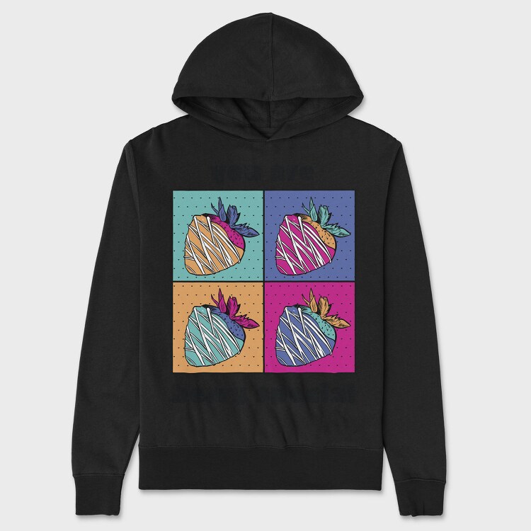 Strawberry Pop Art Berry Special Quote, Hanorac Oversize Barbati (Unisex)