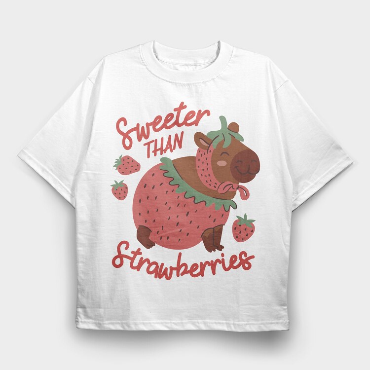 Strawberry Sweet Capybara 03, Tricou Oversize Barbati (Unisex)