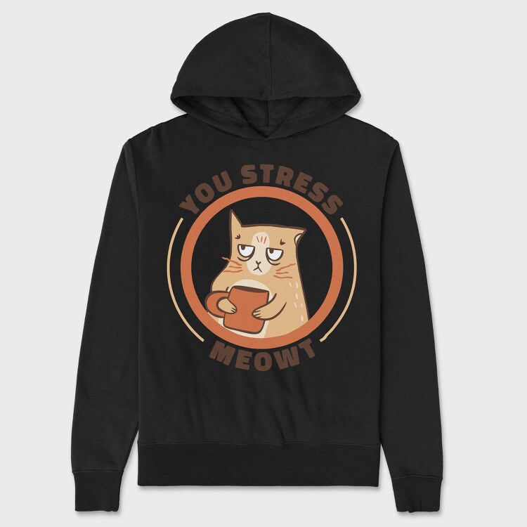 Stressed Cat Coffee Cup Mug, Hanorac Oversize Barbati (Unisex)
