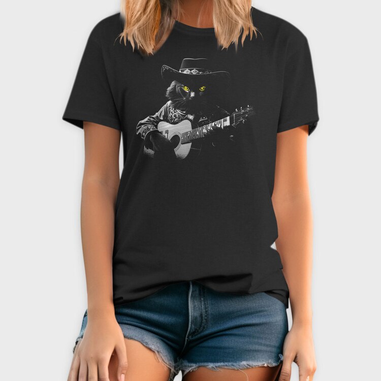 Guitar Cat Monochrome, Tricou Barbati (Unisex)
