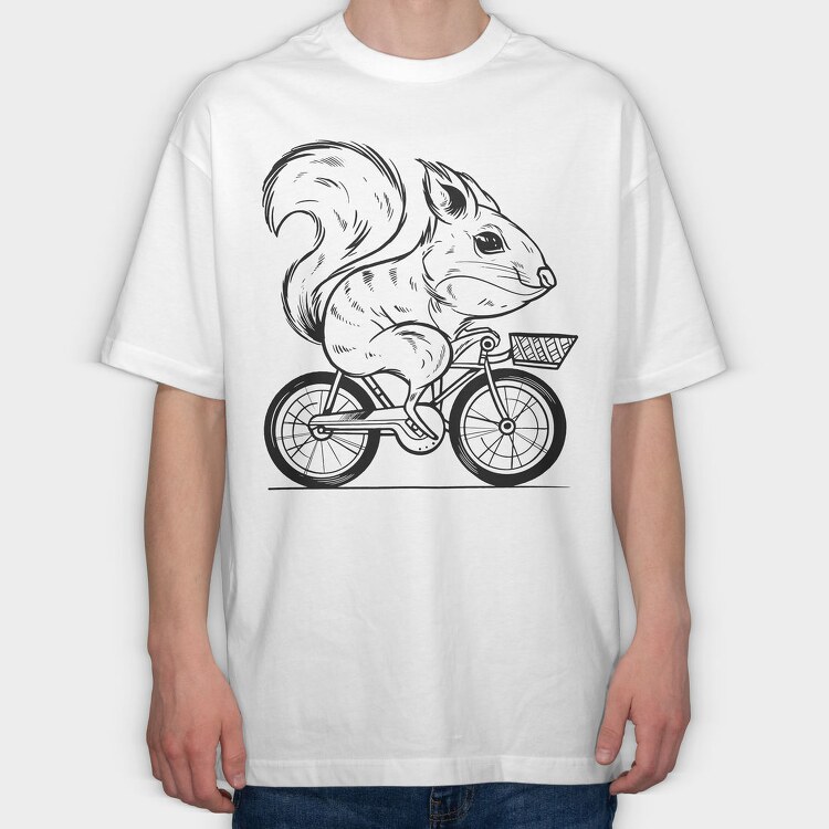 Squirrel On A Bike, Tricou Oversize Barbati (Unisex)