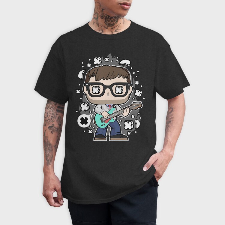 Rockstar Glasses Guitar, Tricou Barbati (Unisex)