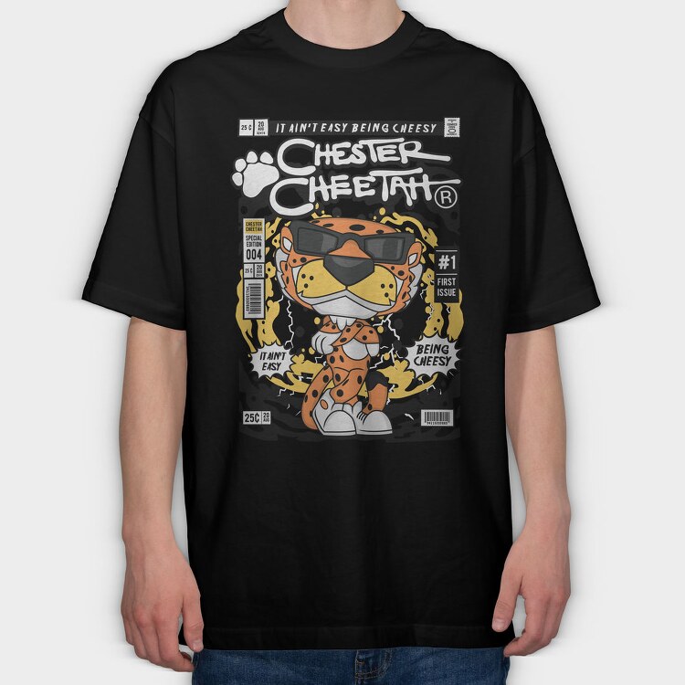Cheesy Cheetah Vibes, Tricou Oversize Barbati (Unisex)
