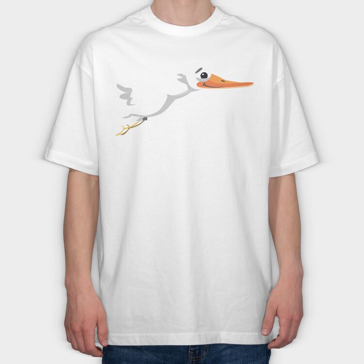 Stork Flight, Tricou Oversize Barbati (Unisex)
