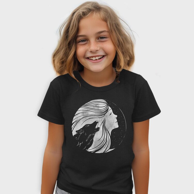 Howling Wolf Woman Moon, Tricou Copii