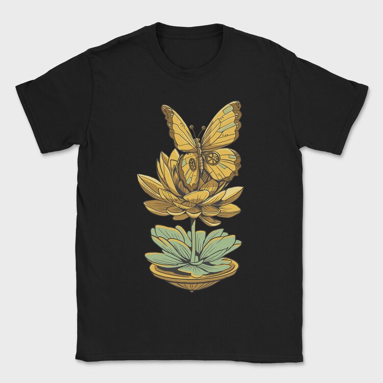 Steampunk Inspired Butterfly Lotus, Tricou Barbati (Unisex)