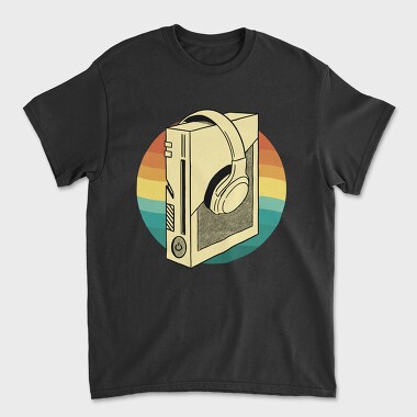 Game Console And Headphones Gaming Retro Sunset, Tricou Barbati (Unisex)