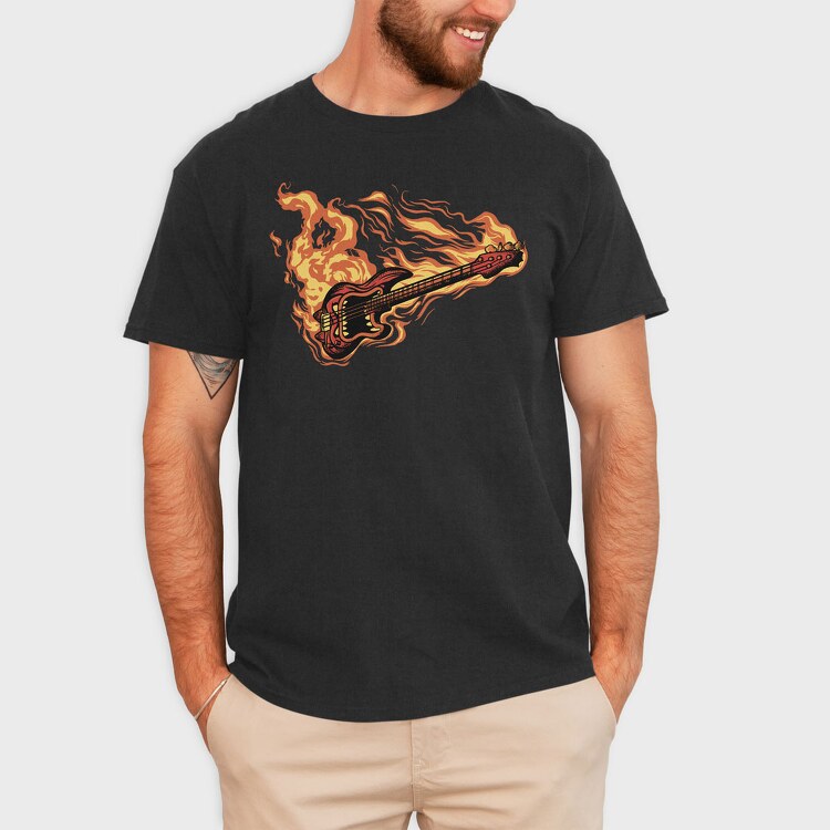 Guitar on Fire, Tricou Barbati (Unisex)