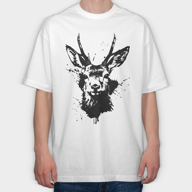 Stylized Roebuck, Tricou Oversize Barbati (Unisex)