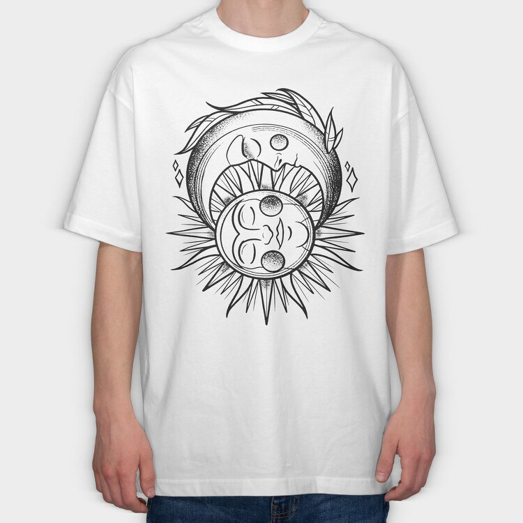 Sun And Moon Sleeping, Tricou Oversize Barbati (Unisex)