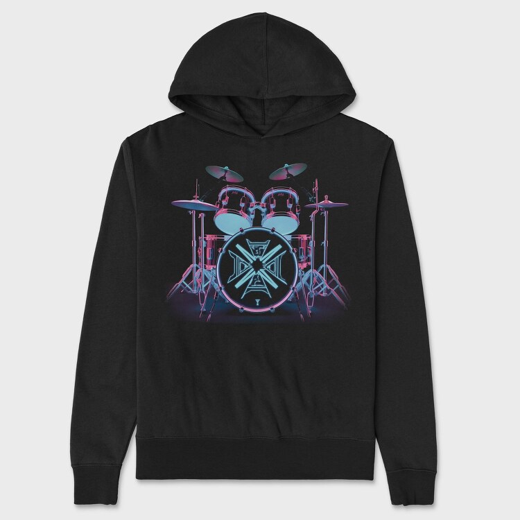 Neon Drum Set Drums, Hanorac Oversize Barbati (Unisex)