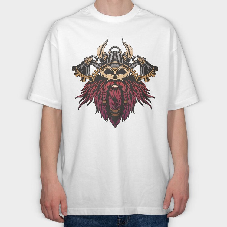 Steampunk Viking Skull, Tricou Oversize Barbati (Unisex)