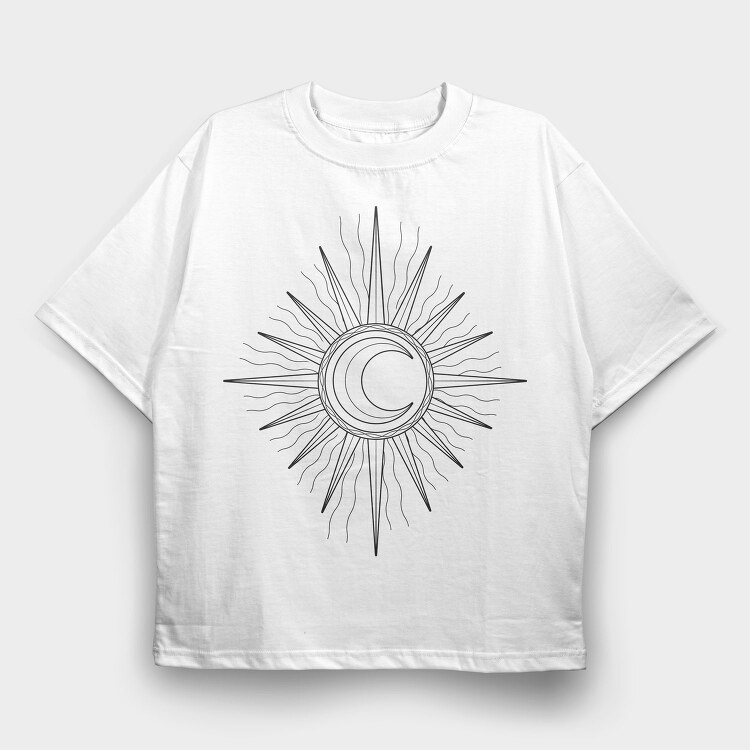 Sun Moon, Tricou Oversize Barbati (Unisex)