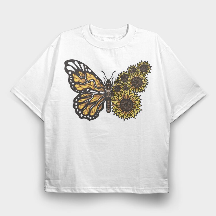Sunflower Butterfly, Tricou Oversize Barbati (Unisex)