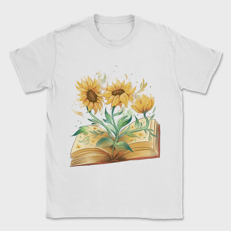 Sunflowers Coming Out Of Book Watercolor, Tricou Barbati (Unisex)