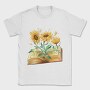 Sunflowers Coming Out Of Book Watercolor, Tricou Barbati (Unisex)