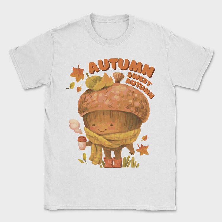 Sweet Autumn Acorn Cozy Coffee Character, Tricou Barbati (Unisex)