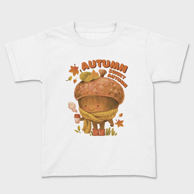 Sweet Autumn Acorn Cozy Coffee Character, Tricou Copii