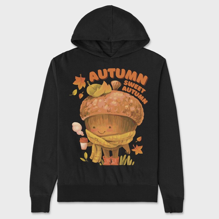 Sweet Autumn Acorn Cozy Coffee Character, Hanorac Oversize Barbati (Unisex)