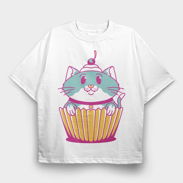 Sweet Cupcake Cat Muffin, Tricou Oversize Barbati (Unisex)