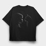Girl And A Cat Silhouette, Tricou Oversize Barbati (Unisex)