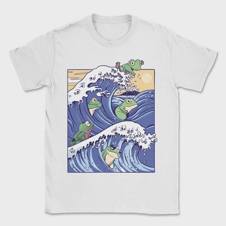 Kanagawa Wave Frogs Japanese, Tricou Barbati (Unisex)