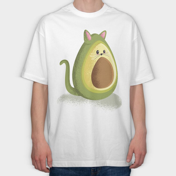 Avocado Cat Avocato, Tricou Oversize Barbati (Unisex)