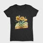 Sunflowers Coming Out Of Book Watercolor, Tricou Femei