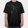 Girl And A Cat Silhouette, Tricou Oversize Barbati (Unisex)