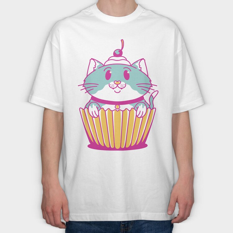 Sweet Cupcake Cat Muffin, Tricou Oversize Barbati (Unisex)