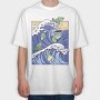 Kanagawa Wave Frogs Japanese, Tricou Oversize Barbati (Unisex)
