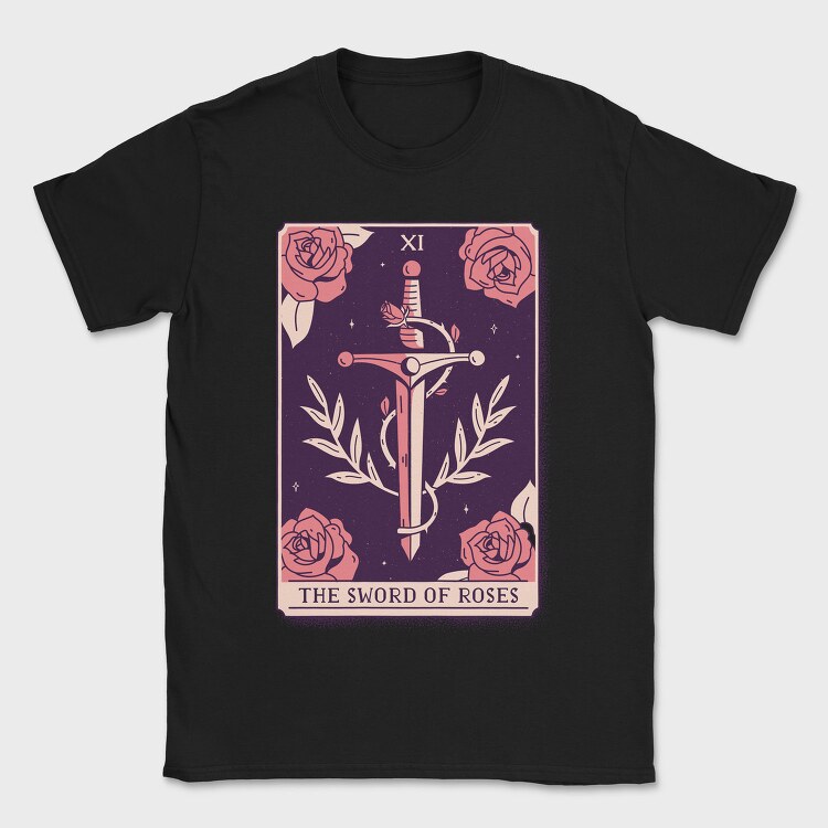 Sword And Roses Mystical Tarot Card The Sword Of Roses 11, Tricou Barbati (Unisex)