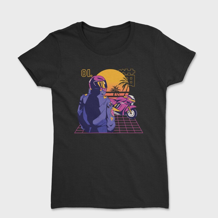 Synthwave Motorcyclist, Tricou Femei