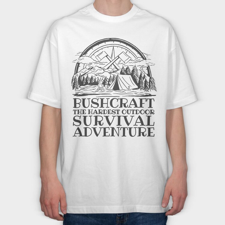 Survival Adventure Camping Bushcraft, Tricou Oversize Barbati (Unisex)