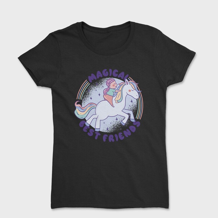 Girl And Pony Best Friend Quote Magical, Tricou Femei